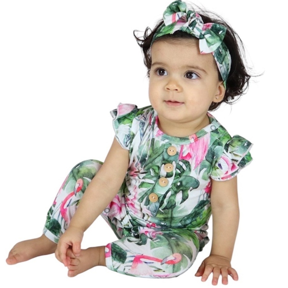 Little Bum Bums & Roses Mother of Flocking Year Jumpsuit Romper Bamboo 18-24 NWT